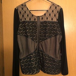 Black and nude long sleeve top